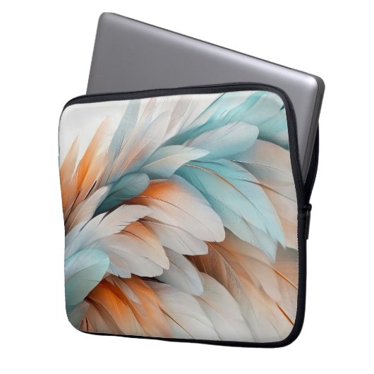 Abstract Feather Flow – Soft Elegance Laptopschutzhülle (Vorderseite Links)