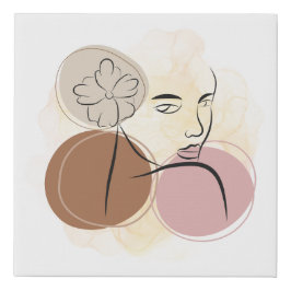 Abstract Feminine Line Art with Floral Accent Künstlicher Leinwanddruck