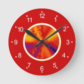 Abstract Fiery Fractal Gradient Runde Wanduhr (Vorderseite)