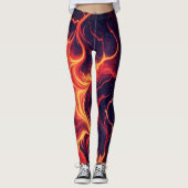 Abstract Fire Marble – Seamless Fiery Fluid Patter Leggings (Vorderseite)