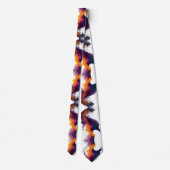 Abstract Flame Brushstroke Pattern Orange Purple Krawatte (Rückseite)