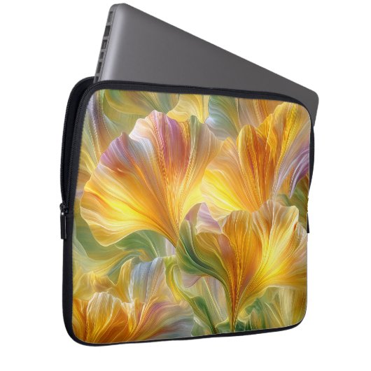 Abstract Floral Art with Yellow Petals Laptopschutzhülle (Vorne Rechts)