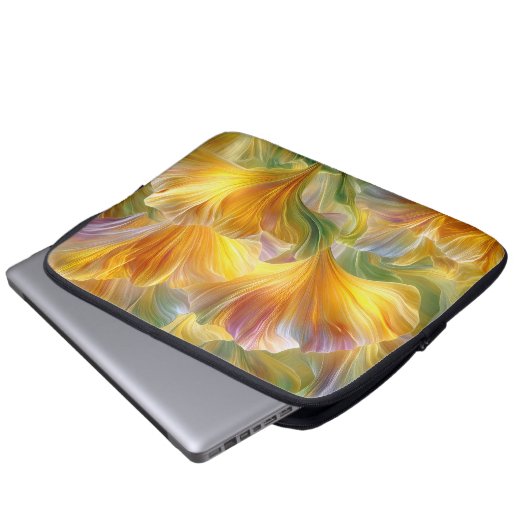 Abstract Floral Art with Yellow Petals Laptopschutzhülle (Vorne Knopf)