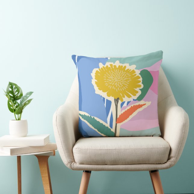 Abstract Floral Dandelion Color Blocks Modern  Kissen (Stuhl )