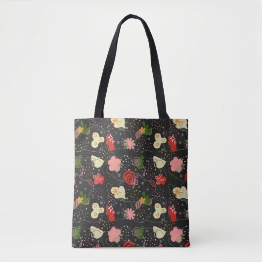 Abstract Floral Doodle Tote Tasche (Vorderseite)