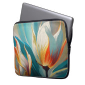 Abstract Floral Glow in Teal and Orange Laptopschutzhülle (Vorderseite Links)