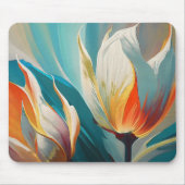 Abstract Floral Glow in Teal and Orange Mousepad (Vorne)