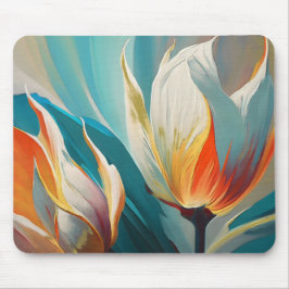 Abstract Floral Glow in Teal and Orange Mousepad