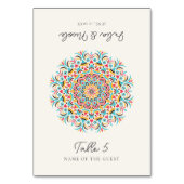 Abstract Floral Mandala Wedding Place Card Tischnummer (Vorderseite)