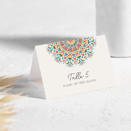 Abstract Floral Mandala Wedding Place Card Tischnummer