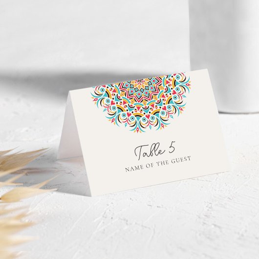Abstract Floral Mandala Wedding Place Card Tischnummer