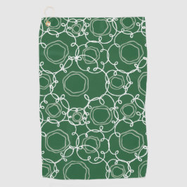 Abstract Floral Matrix (Dark Green) Fine Art Golfhandtuch