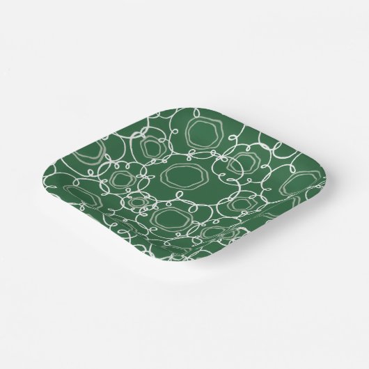 Abstract Floral Matrix (Dark Green) Fine Art Pappteller (Gewinkelt)