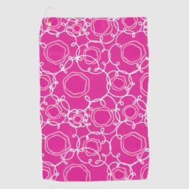 Abstract Floral Matrix (Hot Pink) Fine Art Golfhandtuch