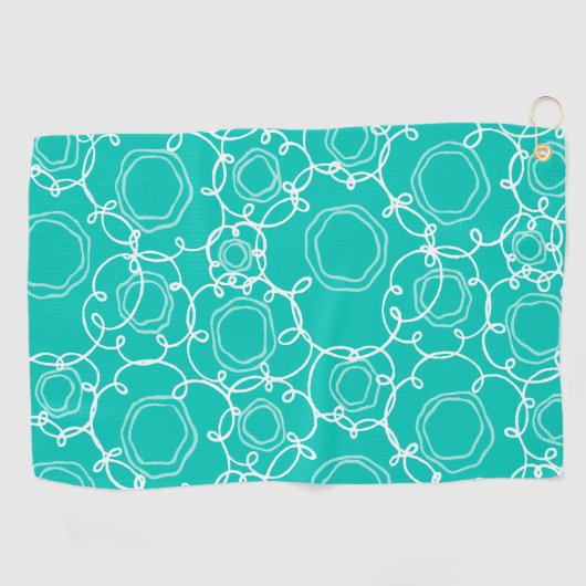 Abstract Floral Matrix (Teal) Fine Art Golfhandtuch (Horizontal)