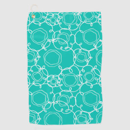 Abstract Floral Matrix (Teal) Fine Art Golfhandtuch