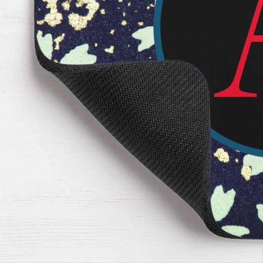ABSTRACT FLORAL PATTERN CUSTOM INITIAL Mousepad (Ecke)