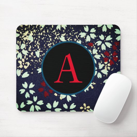 ABSTRACT FLORAL PATTERN CUSTOM INITIAL Mousepad (Mit Mouse)