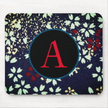 ABSTRACT FLORAL PATTERN CUSTOM INITIAL Mousepad