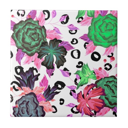 Abstract Floral Pattern Fliese (Vorderseite)