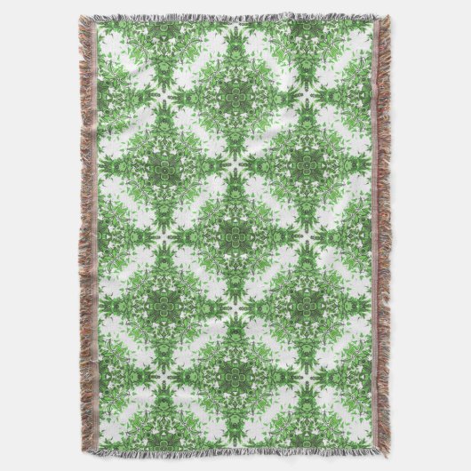 Abstract Floral Pattern In Black & Green On White Decke (Vorderseite Vertikal)