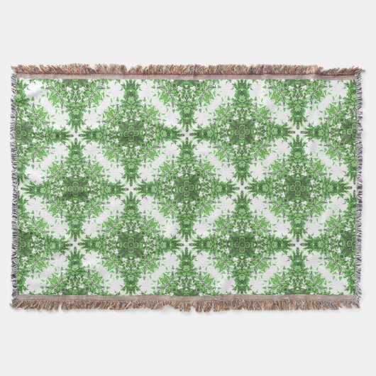 Abstract Floral Pattern In Black & Green On White Decke (Vorderseite)