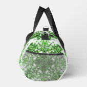 Abstract Floral Pattern In Black & Green On White Duffle Bag (Rechts)