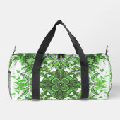 Abstract Floral Pattern In Black & Green On White Duffle Bag (Rückseite)