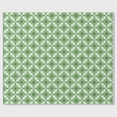 Abstract Floral Pattern In Black Green On White Geschenkpapier (Flach)