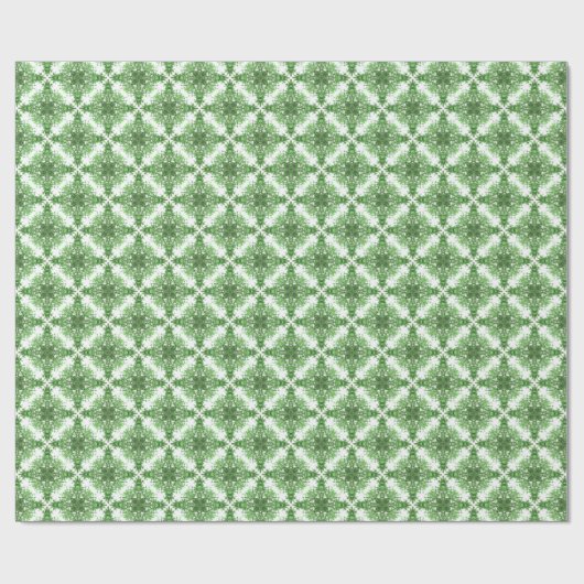 Abstract Floral Pattern In Black Green On White Geschenkpapier (Flach)