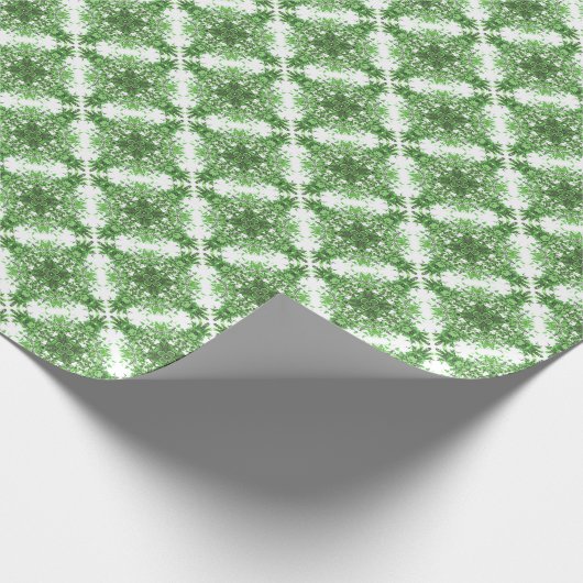 Abstract Floral Pattern In Black Green On White Geschenkpapier (Ecke)