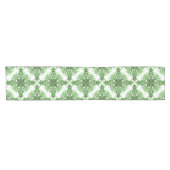 Abstract Floral Pattern In Black & Green On White Kurzer Tischläufer (Horizontal)