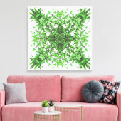 Abstract Floral Pattern In Black & Green On White Leinwanddruck (Insitu (Wohnzimmer))