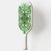 Abstract Floral Pattern In Black & Green On White Pickleball Schläger (Links)