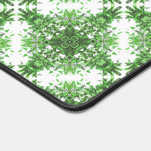 Abstract Floral Pattern In Black & Green On White Schreibtischunterlage (Ecke)