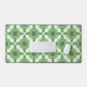 Abstract Floral Pattern In Black & Green On White Schreibtischunterlage (Tastatur & Maus)