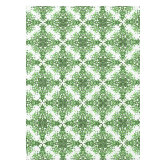 Abstract Floral Pattern In Black & Green On White Tischdecke (Vorderseite)