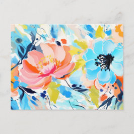 Abstract floral pattern painting  postkarte