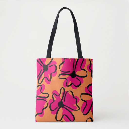 Abstract Floral Pattern Tote Bag | Bold Retro Tasche (Vorderseite)