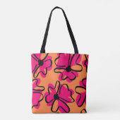 Abstract Floral Pattern Tote Bag | Bold Retro Tasche (Rückseite)