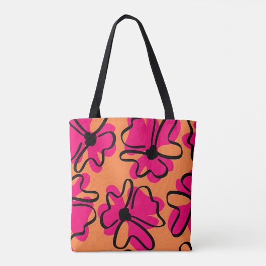 Abstract Floral Pattern Tote Bag | Bold Retro  Tasche (Rückseite)