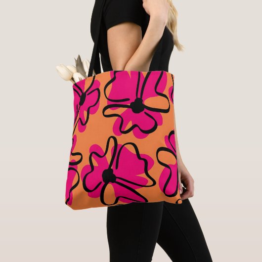 Abstract Floral Pattern Tote Bag | Bold Retro Tasche (Von Nahem)