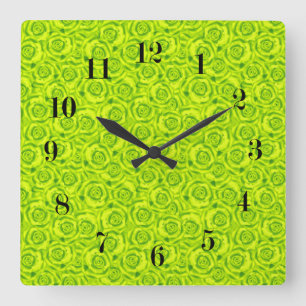 Abstract floral roses pattern quadratische wanduhr