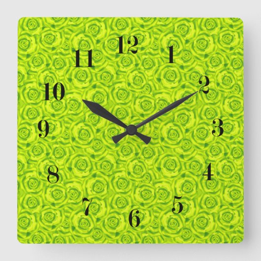 Abstract floral roses pattern quadratische wanduhr (Vorderseite)