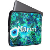 Abstract Floral Teal Blue Green Personalized Laptopschutzhülle (Vorne Rechts)