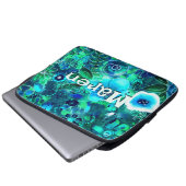 Abstract Floral Teal Blue Green Personalized Laptopschutzhülle (Vorne Knopf)