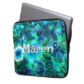 Abstract Floral Teal Blue Green Personalized Laptopschutzhülle (Vorderseite Links)
