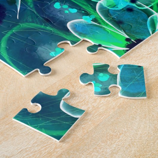 Abstract Floral Teal Blue Green Personalized Puzzle (Seite)