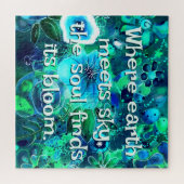 Abstract Floral Teal Blue Green Personalized Puzzle (Horizontal)