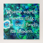 Abstract Floral Teal Blue Green Personalized Puzzle (Vertikal)